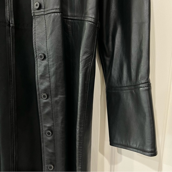 Brand New with tags Zara Black Long 100% Sheep Leather Jacket in size Large - Picture 5 of 11